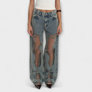 Blaue High-Waist-Jeans Rayne für Damen – Ansicht 3