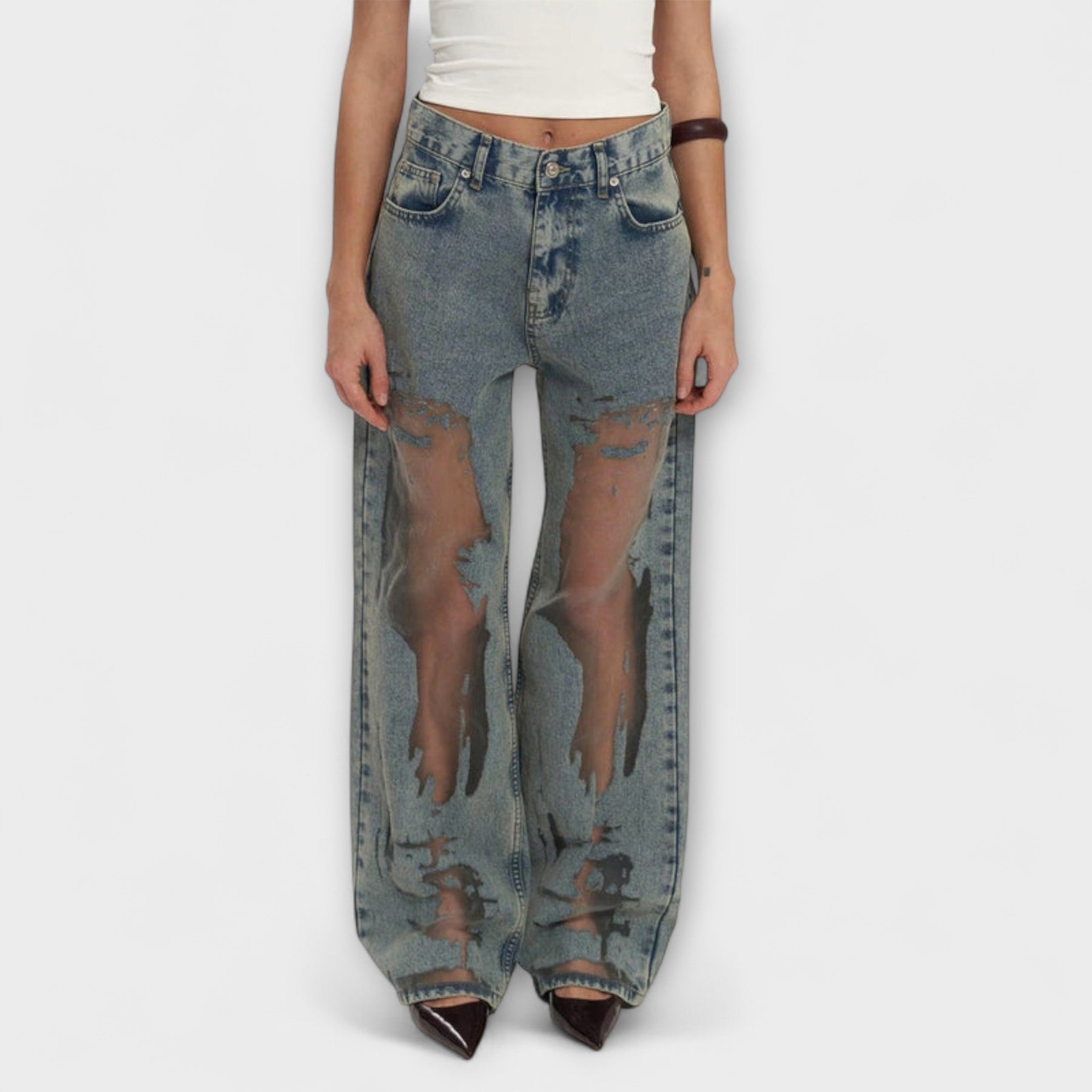 Blaue High-Waist-Jeans Rayne für Damen – Ansicht 3