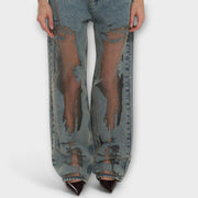 Blaue High-Waist-Jeans Rayne für Damen – Ansicht 4