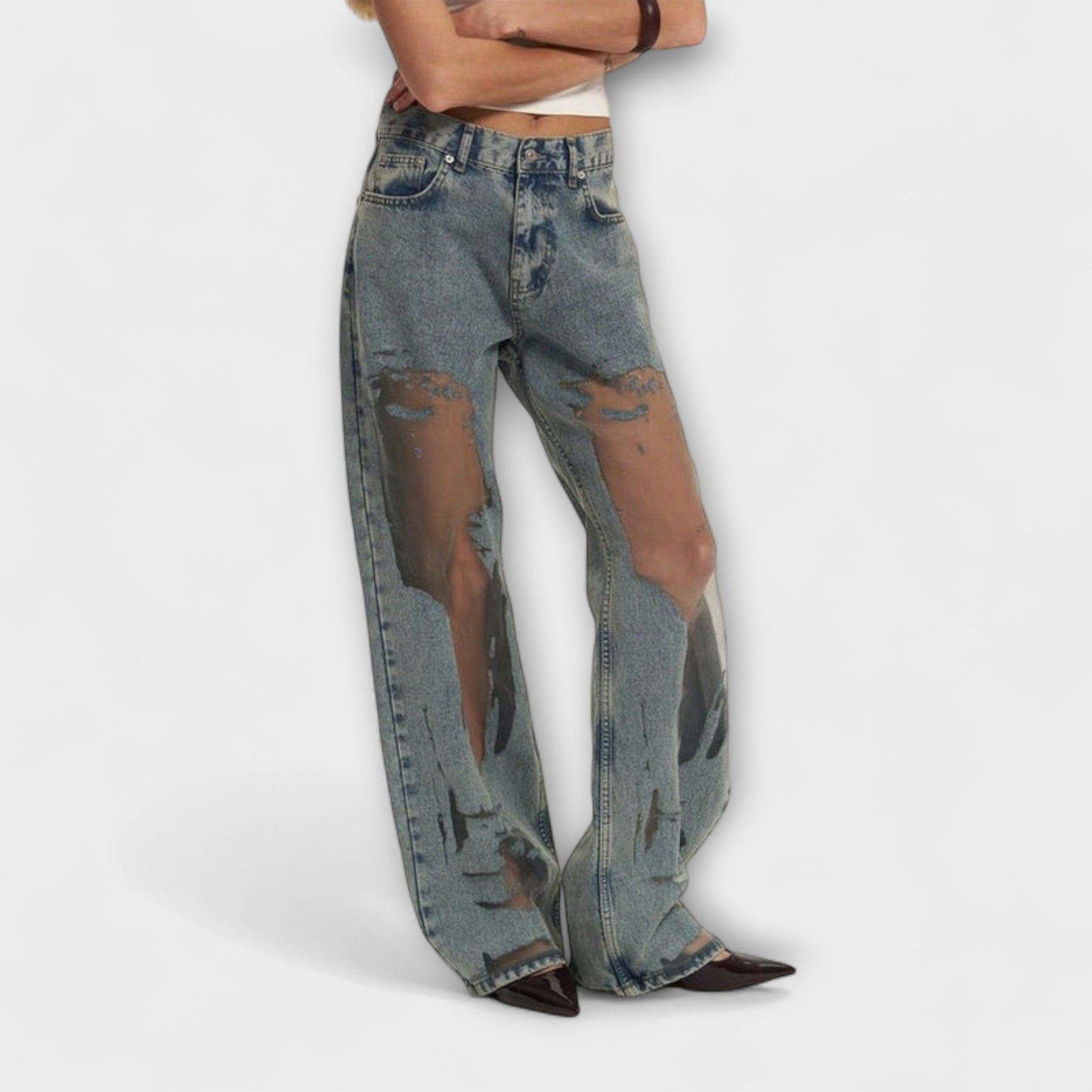 Blaue High-Waist-Jeans Rayne für Damen – Ansicht 5