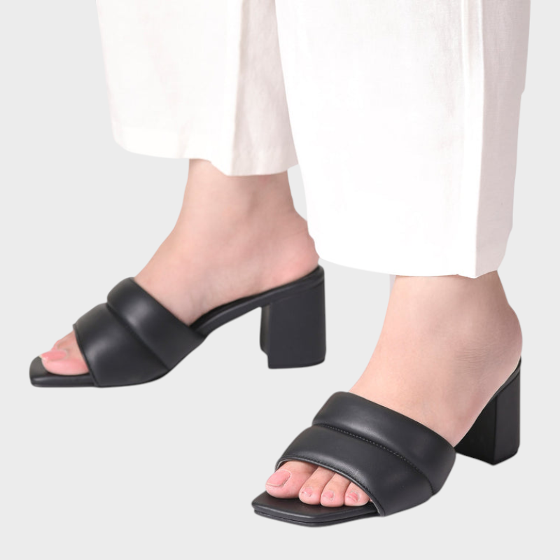 Schwarze Damen-Pumps Ebony mit eckiger Zehenpartie und Absatz