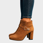 Damen-Wildlederstiefeletten Patrice mit goldener Schnalle – Ansicht 7