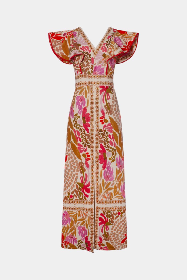 Suzanne Maxikleid mit Blumenmuster und leuchtenden Farben