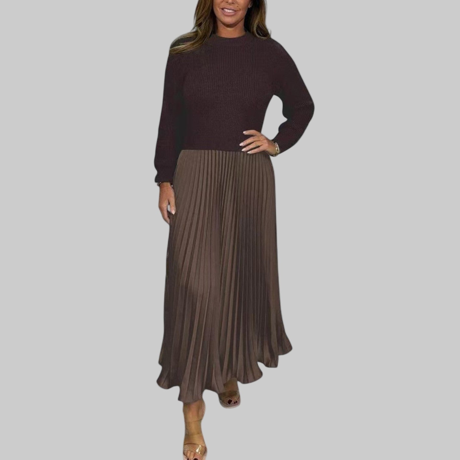 Claudia – Damen-Maxikleid mit Pullover und Plisseerock – Ansicht 12