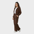 Γυναικείο chic lounge σετ Corinna με zipper hoodie και φλαρέ παντελόνι
