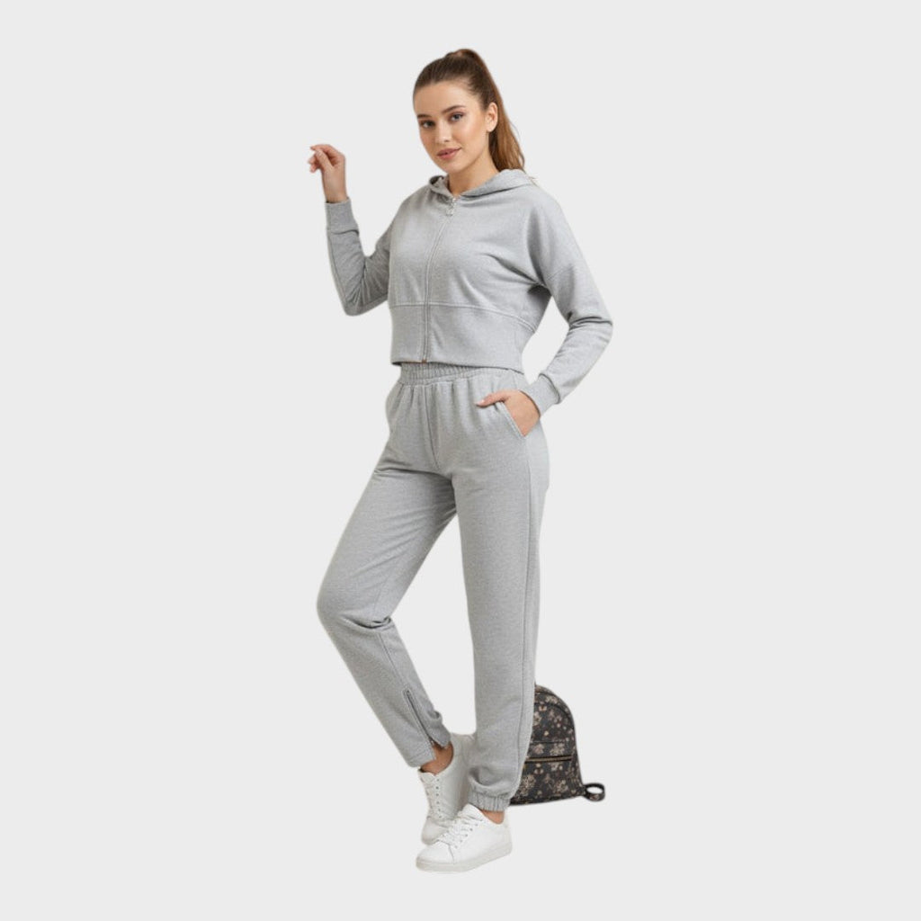 Corinna | Schickes Lounge-Set mit Kapuzenpullover mit Reißverschluss und Schlaghose