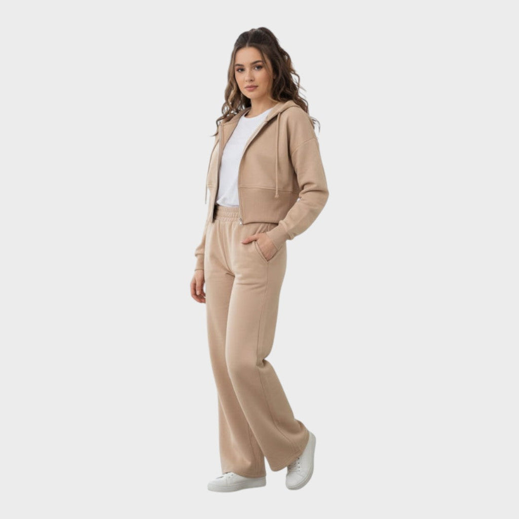Corinna | Schickes Lounge-Set mit Kapuzenpullover mit Reißverschluss und Schlaghose
