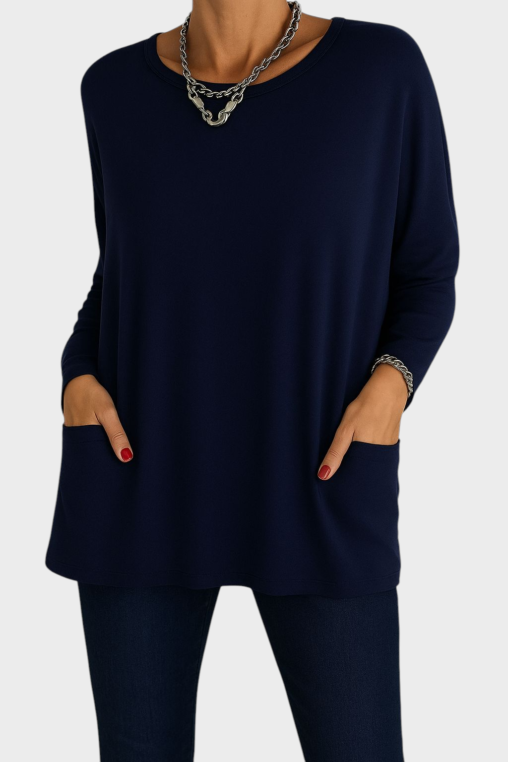 Clohe – Lange Oversize-Bluse für Damen mit Taschen – Ansicht 3
