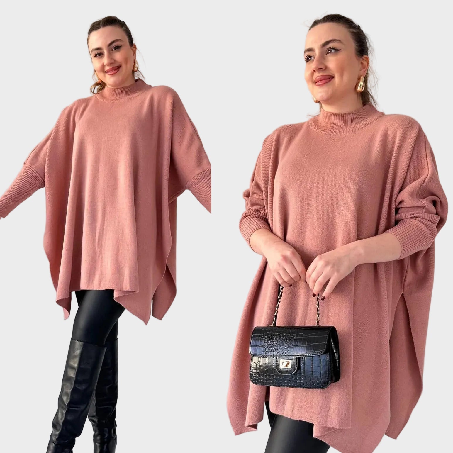 Sadie – Eleganter Damen-Poncho mit Fledermausärmeln – Ansicht 4