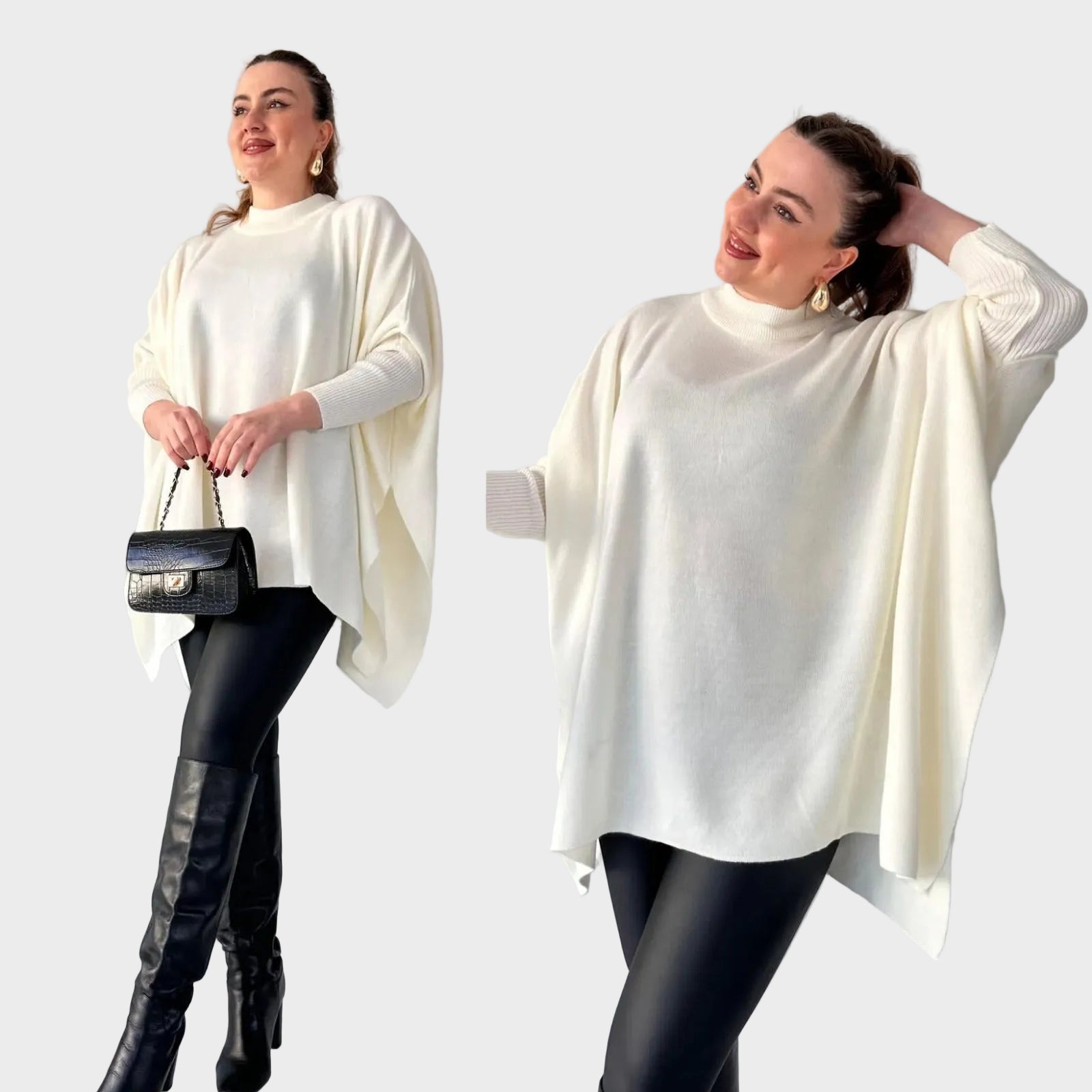 Sadie – Eleganter Damen-Poncho mit Fledermausärmeln – Ansicht 3