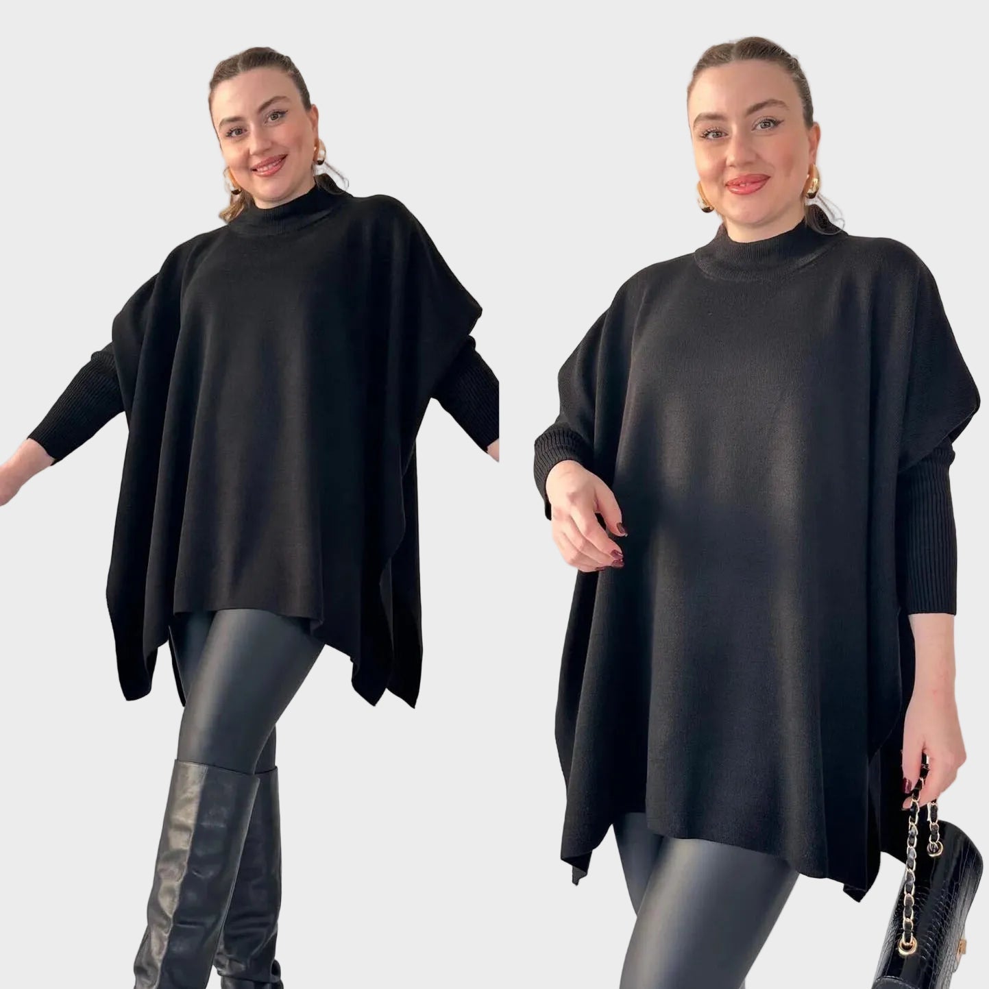 Sadie – Eleganter Damen-Poncho mit Fledermausärmeln – Ansicht 6