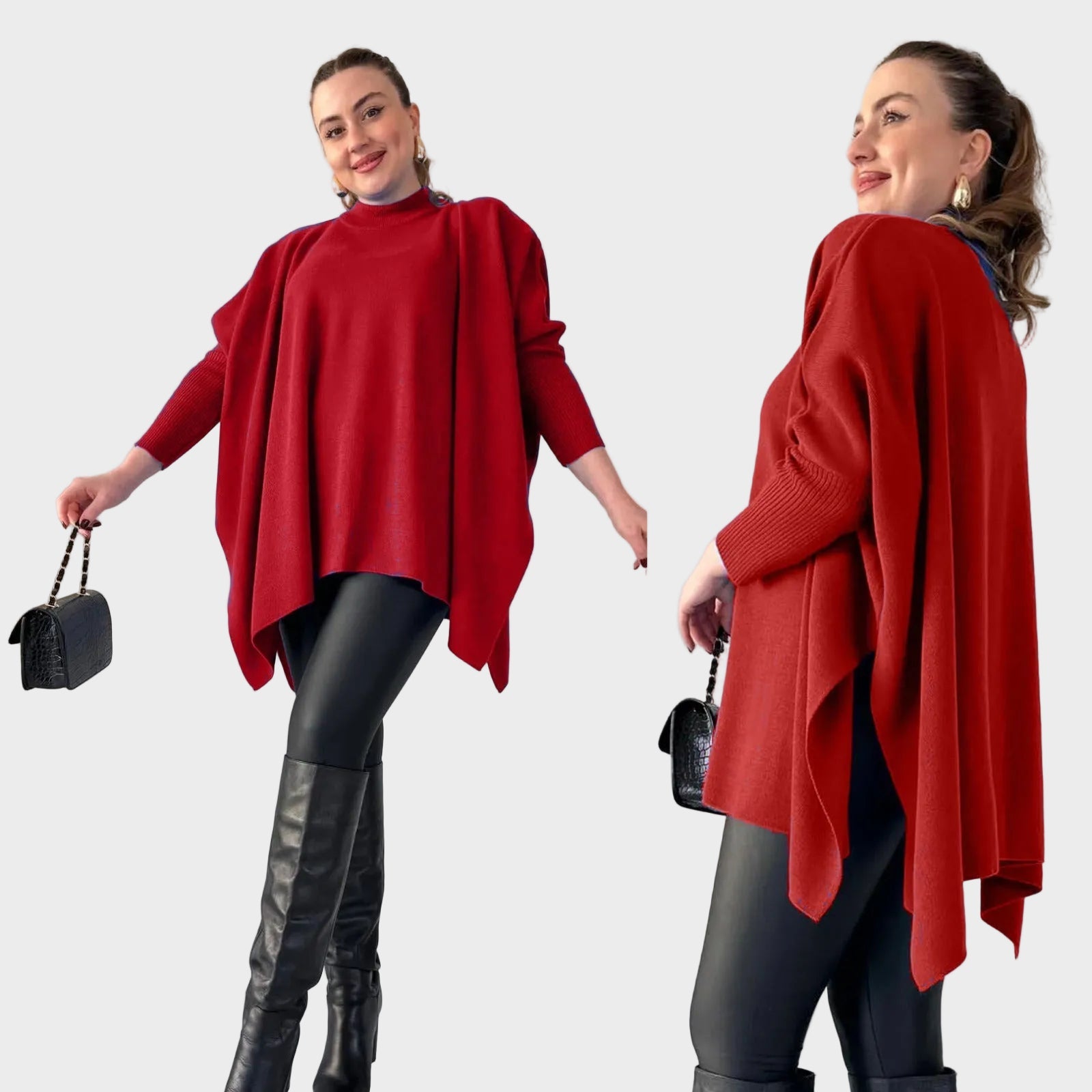 Sadie – Eleganter Damen-Poncho mit Fledermausärmeln – Ansicht 2