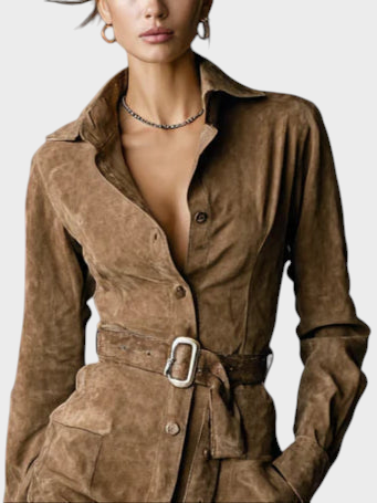 Nalea – Modernes lockeres Retro-Kleid aus Wildlederimitat – Ansicht 2
