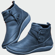 Braune Premium-Lederstiefeletten für Damen mit Riemen – Ansicht 4