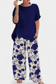 Florales Damen-Set Aivy mit lockerer Bluse und weiter Hose – Ansicht 2