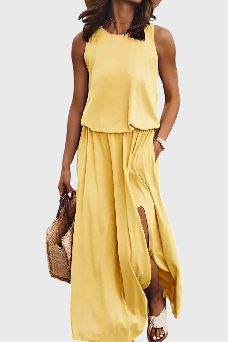 Dianne – Ärmelloses Damenkleid mit Seitenschlitz