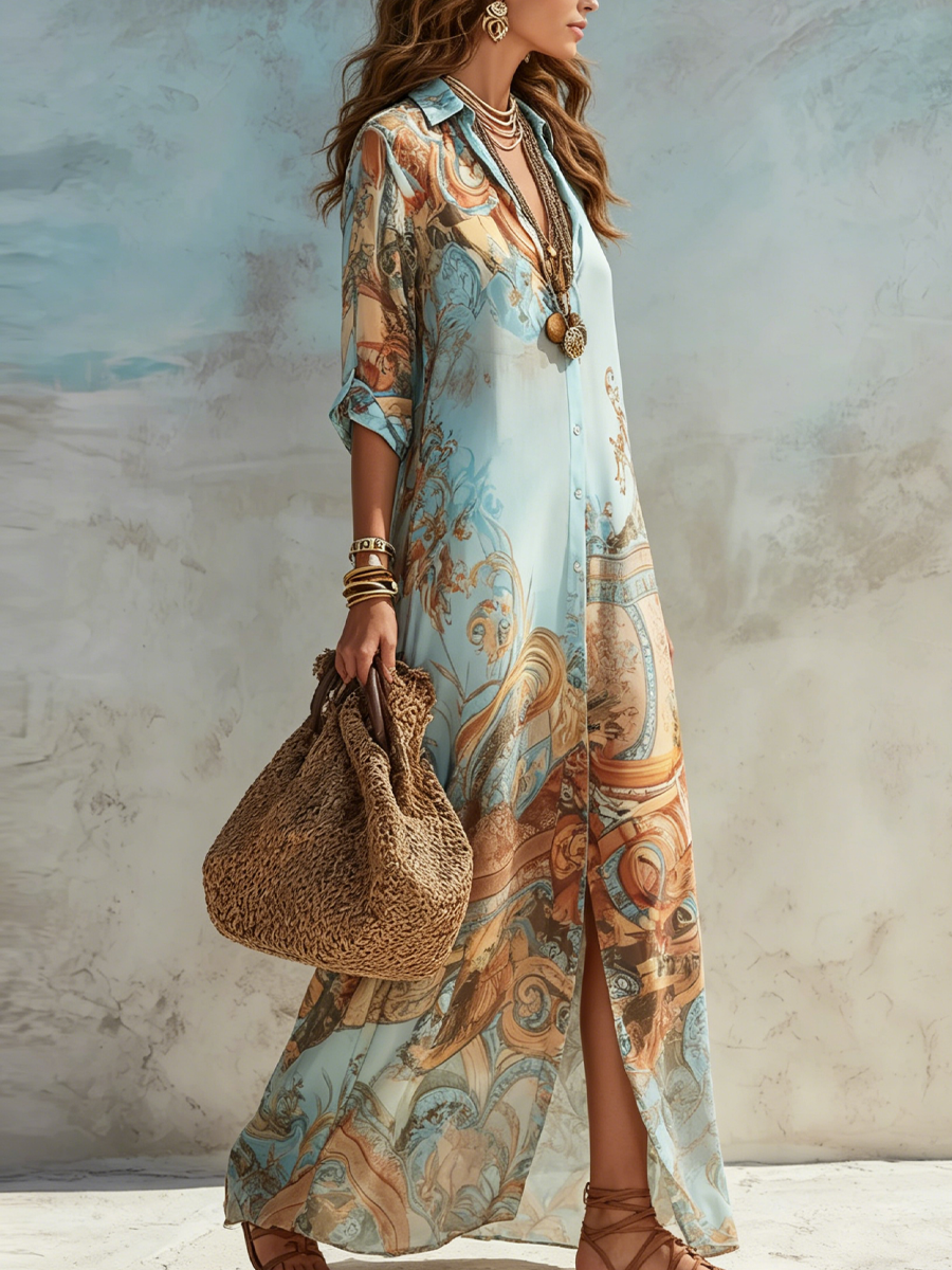 Lorna | Mediterranes Hemdblusenkleid