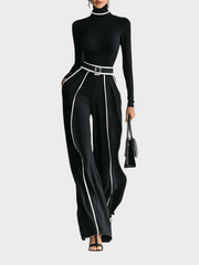 Karyssa – Damen-Set mit Rundhalspullover und weiter Hose