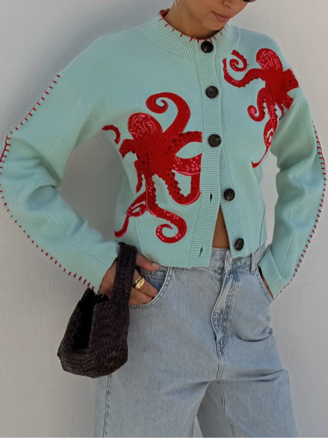 Phoebe – Strickjacke für Damen mit Oktopusmuster – Ansicht 3