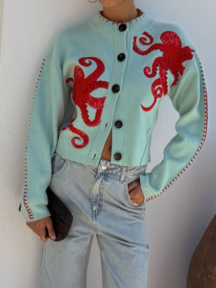 Phoebe – Strickjacke für Damen mit Oktopusmuster – Ansicht 4