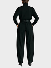 Amara – Schwarzes Damen-Set mit Rollkragenbluse und gerader Hose – Ansicht 2