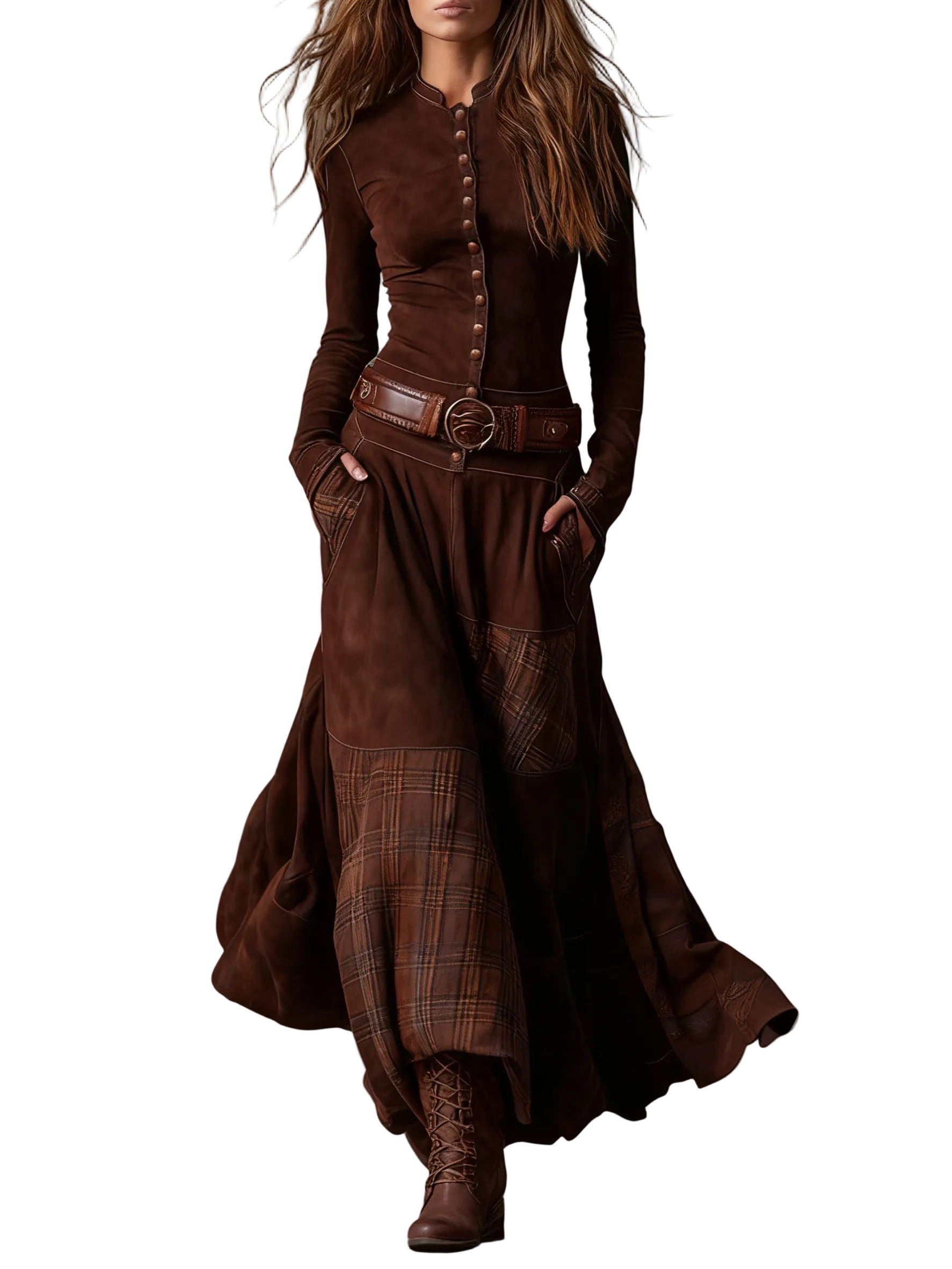 Izabella – Maxikleid aus Wildlederimitat – Ansicht 2