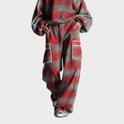 Lloyda – Zweiteiliges Damen-Set mit Kleid und Hose in Rot und Grau – Ansicht 3
