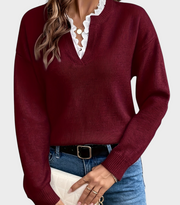 Damen-Pullover Yasmine mit Spitze und offenem Halsausschnitt – Ansicht 8