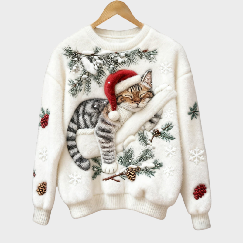 Wilma – Lässiger Damenpullover mit Katzenmotiv