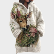 Sanya – Flauschiger Damen-Hoodie mit Katzenmuster – Ansicht 4