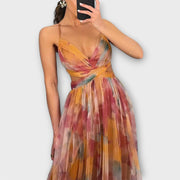 Luftiges Maxikleid für Damen mit Muster und schmalen Trägern – Ansicht 5