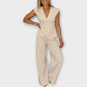 Eleganter Jumpsuit für Damen mit V-Ausschnitt – Ansicht 4