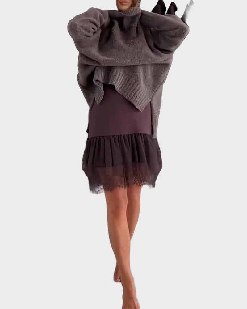 Damen-Freizeitset mit Spitzenrollkragen – Ansicht 5