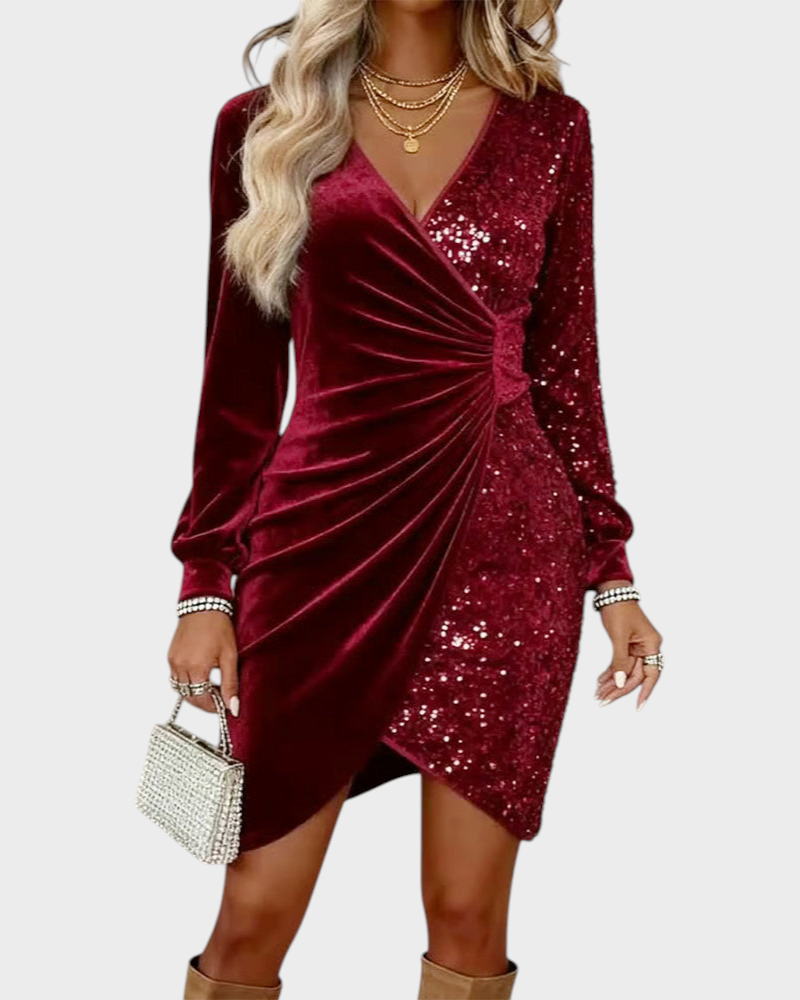 Seraphine – Midikleid mit V-Ausschnitt und Glitzer – Ansicht 2