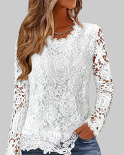 Damen-Basic-Langarmtop mit Spitze