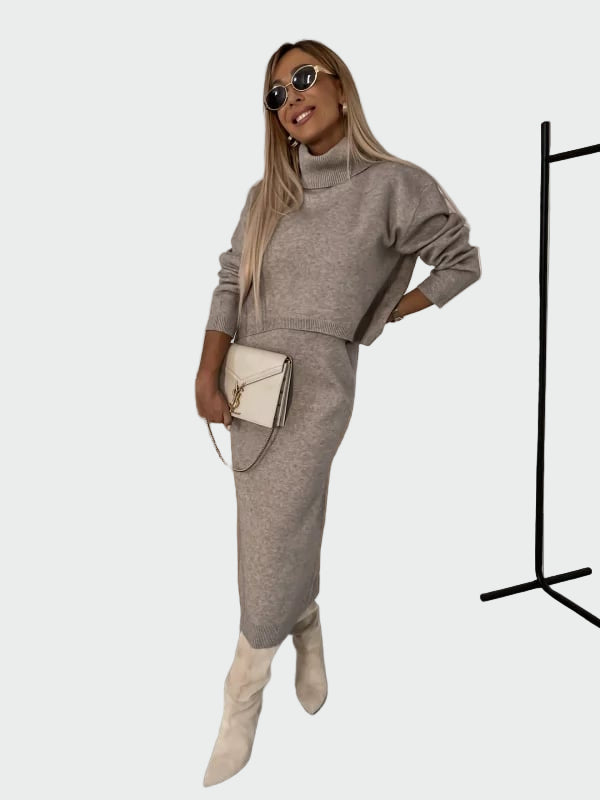 Kleid und Zhivago-Pullover-Set