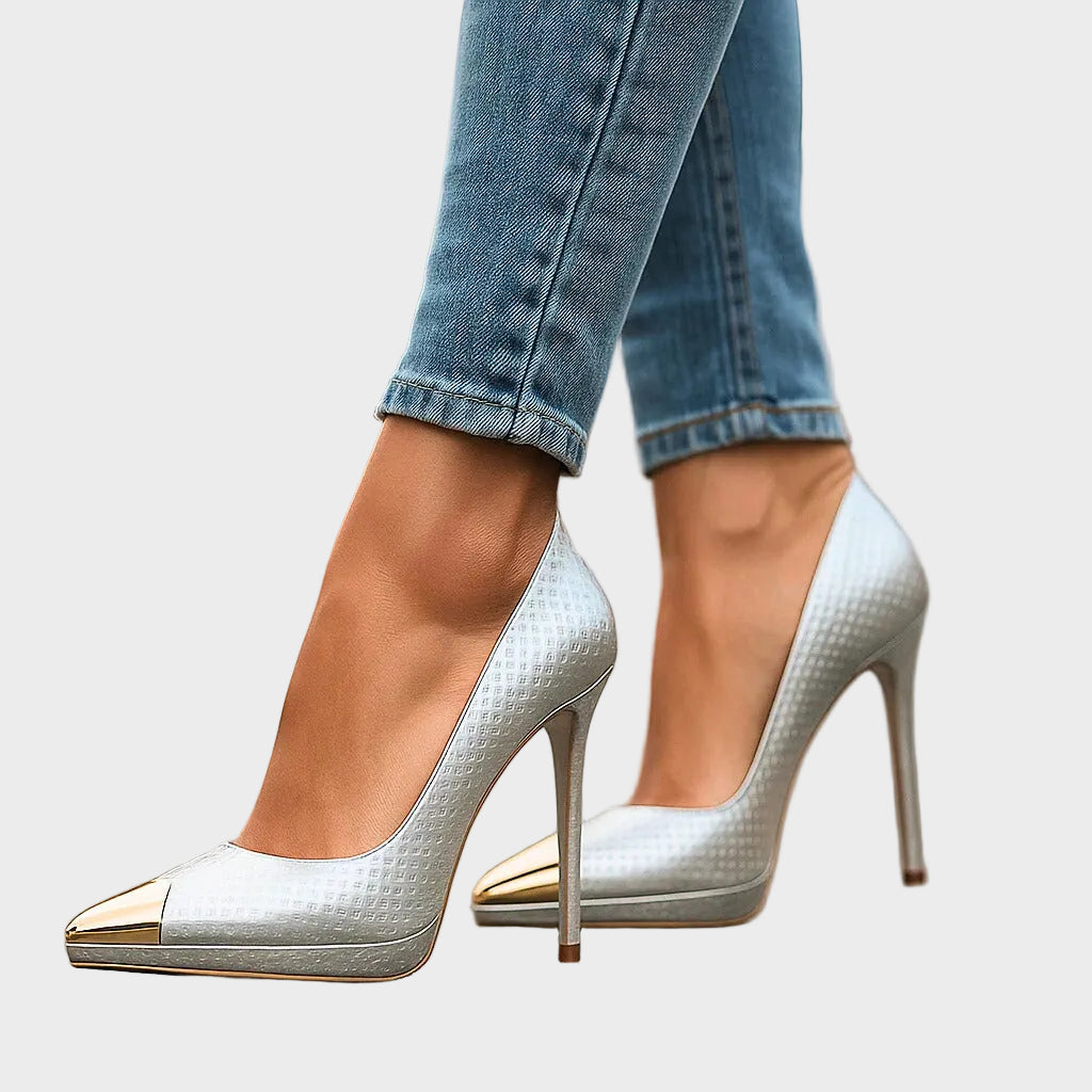 Damen-Pumps Aveline mit goldener Spitze und hohem Absatz – Ansicht 2