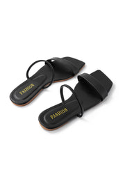 Klassische flache Damen-Sandalen mit eckiger Zehenpartie