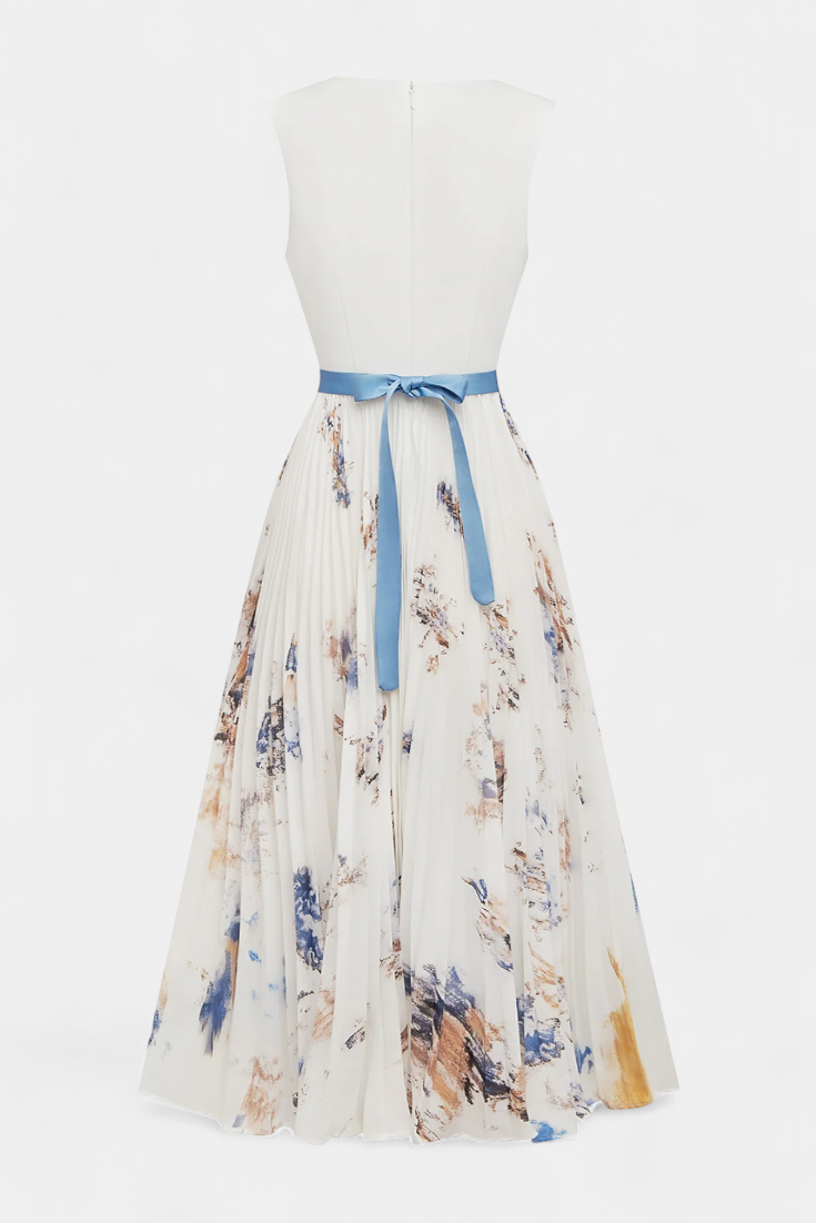 Elise – Ärmelloses plissiertes Midikleid für Damen mit Blumenmuster – Ansicht 4