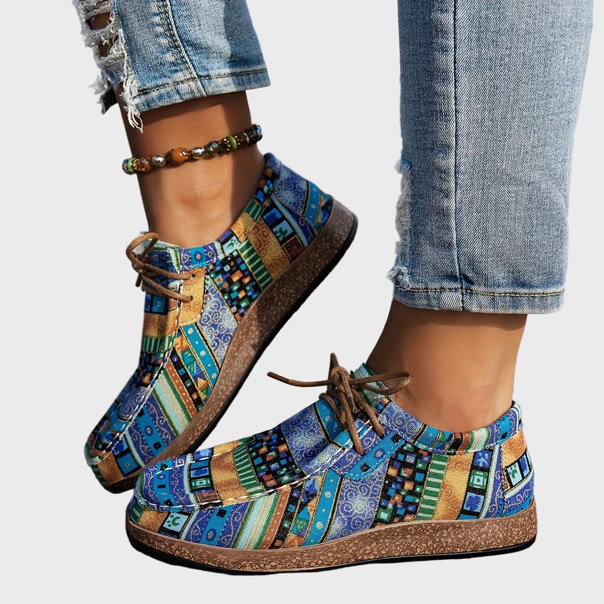Bunte Boho-Schuhe für Damen mit Patchwork-Muster – Ansicht 3