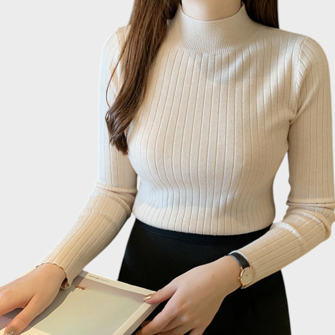 Gretchen | Schmal geschnittenes Stricktop mit halbem Rollkragen