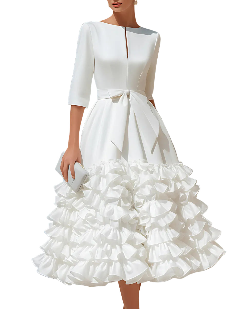 Brooke – Midikleid mit Gürtel und Rüschensaum