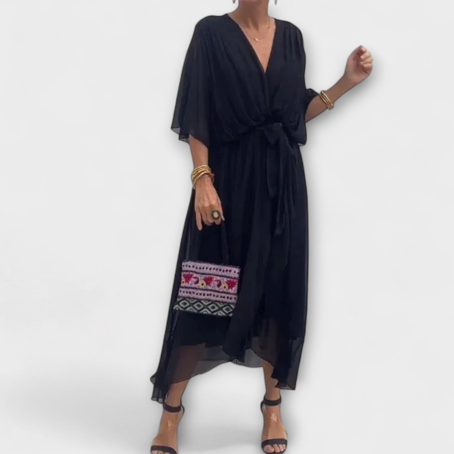Amoura – Chiffonkleid für Damen mit tiefem V-Ausschnitt – Ansicht 7