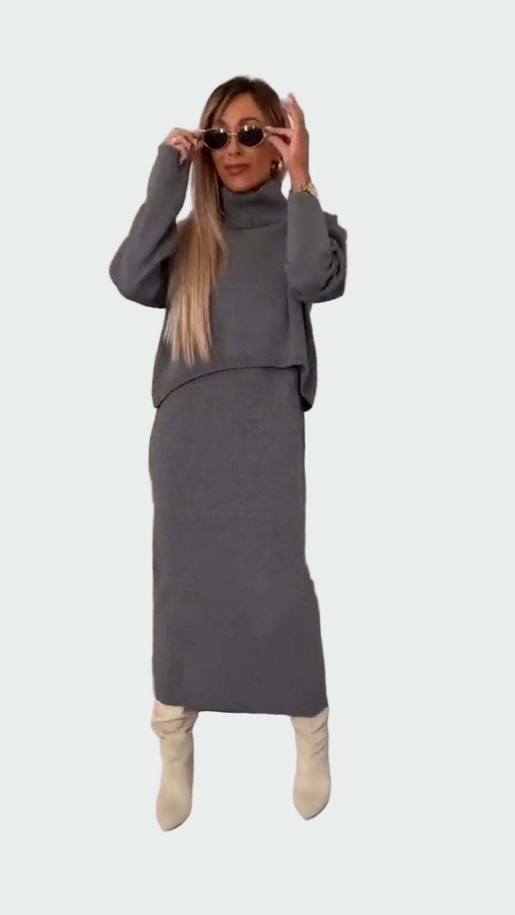 Kleid und Zhivago-Pullover-Set