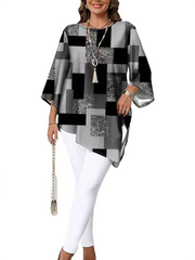 Nurit – Oversize-Bluse mit Karomuster und kurzen Ärmeln – Ansicht 8