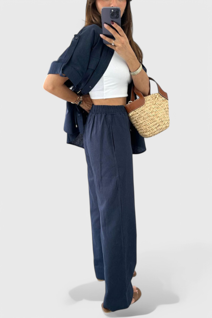 Lani – Lockeres zweiteiliges Damen-Set mit Hemd und gerader Hose – Ansicht 7