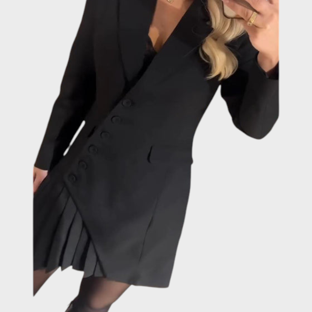Luminita – Kleid mit Kragen und plissierter Jacke – Ansicht 5
