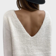 Myla – Weißer wendbarer Pullover für Damen – Ansicht 3