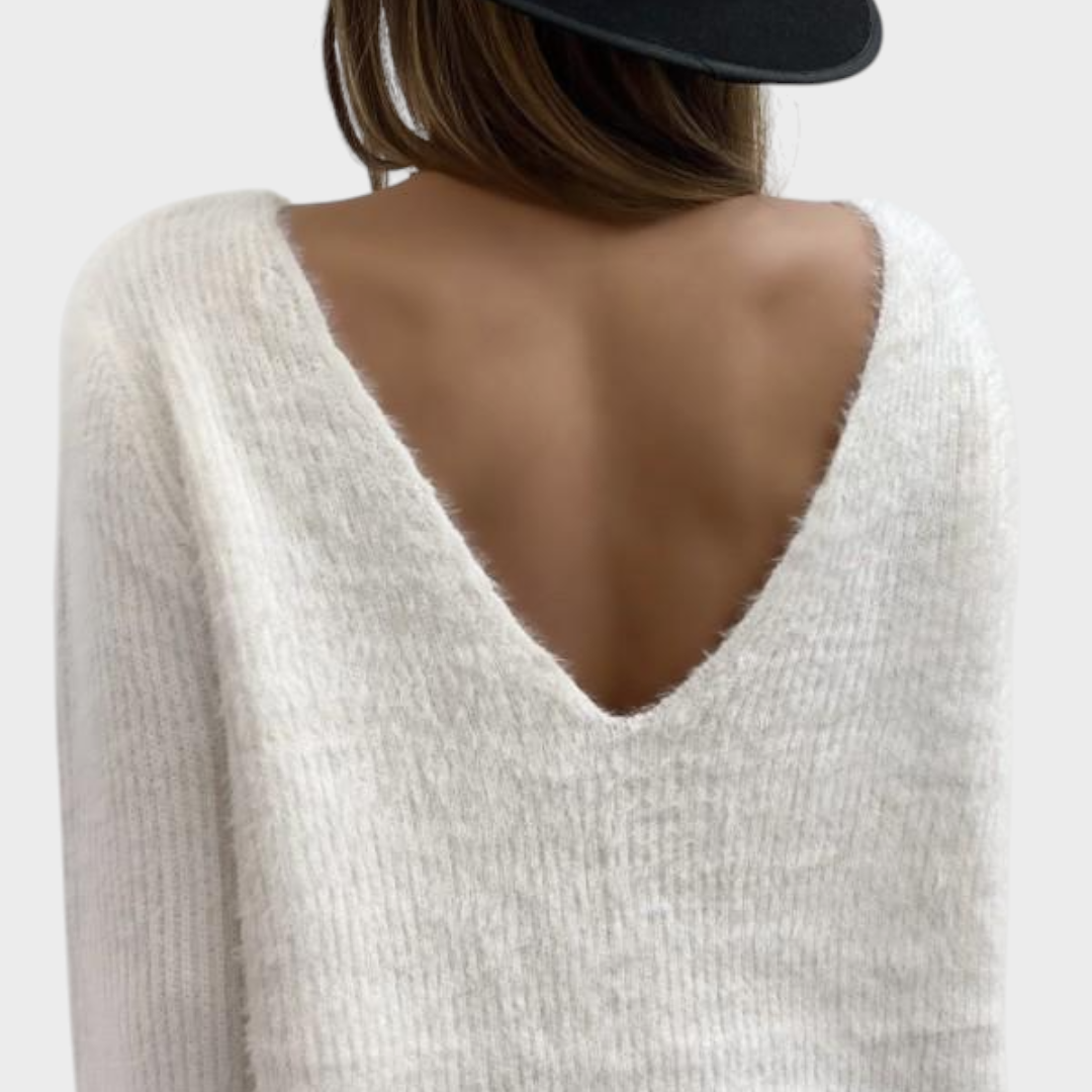 Myla – Weißer wendbarer Pullover für Damen – Ansicht 3