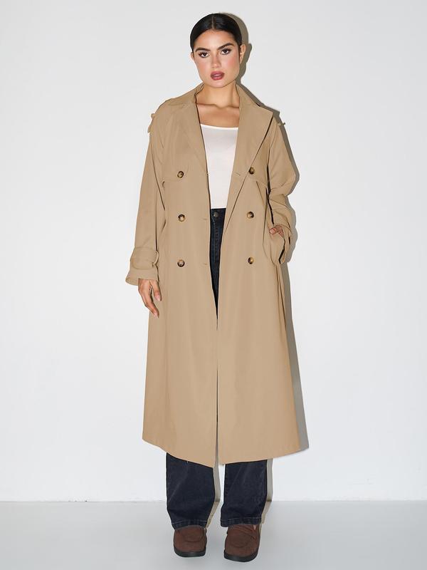 Warmer zweireihiger Damen-Trenchcoat